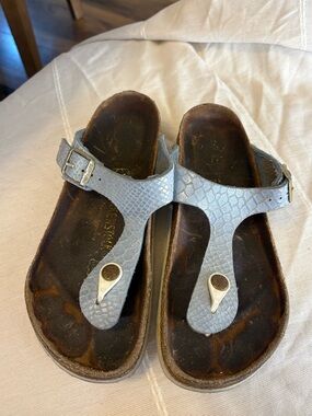 Birkenstock Gizeh Blue Snakeskin Sandal